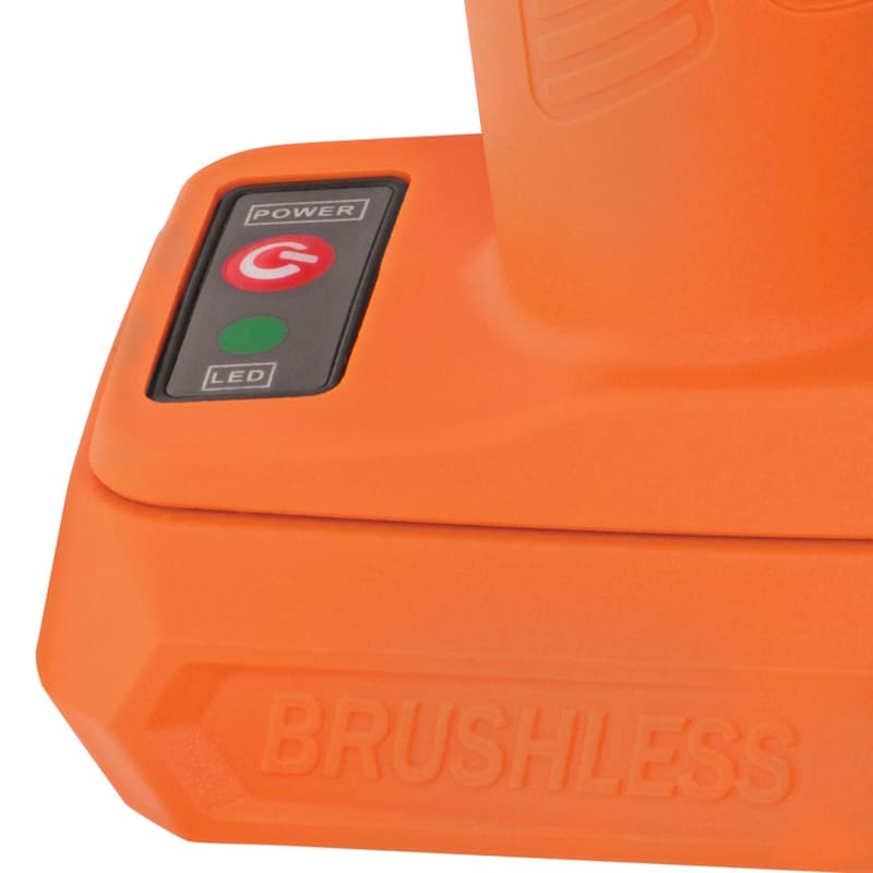 Ψαλίδι Κλαδέματος Μπαταρίας KRAUSMANN U33020 λεπτομέρεια με κουμπί εκκίνησης.