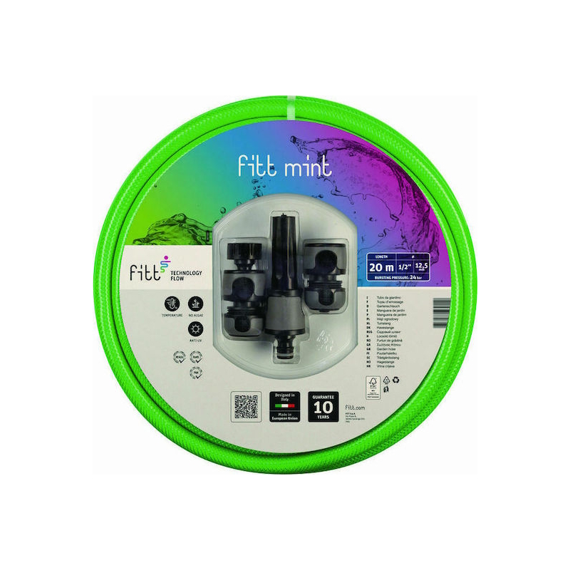 Λάστιχο Fitt MINT Μήκους 20m 1/2″ Σετ με Συνδέσμους και Ακροφύσιο